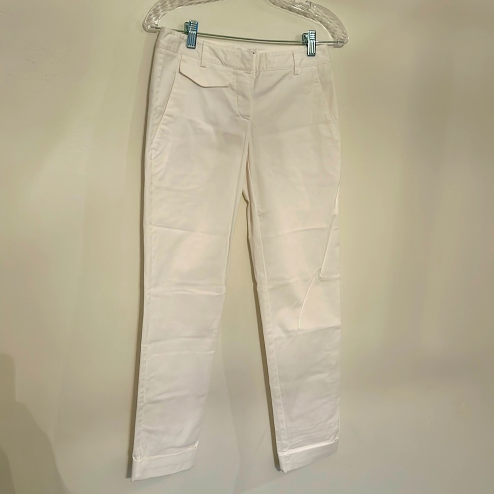 Theory Women’s White Cotton Cuffed Pants